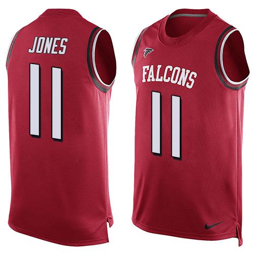 Nike Falcons #11 Julio Jones Red Team Color Men's Stitched NFL Limited Tank Top Jersey - Click Image to Close